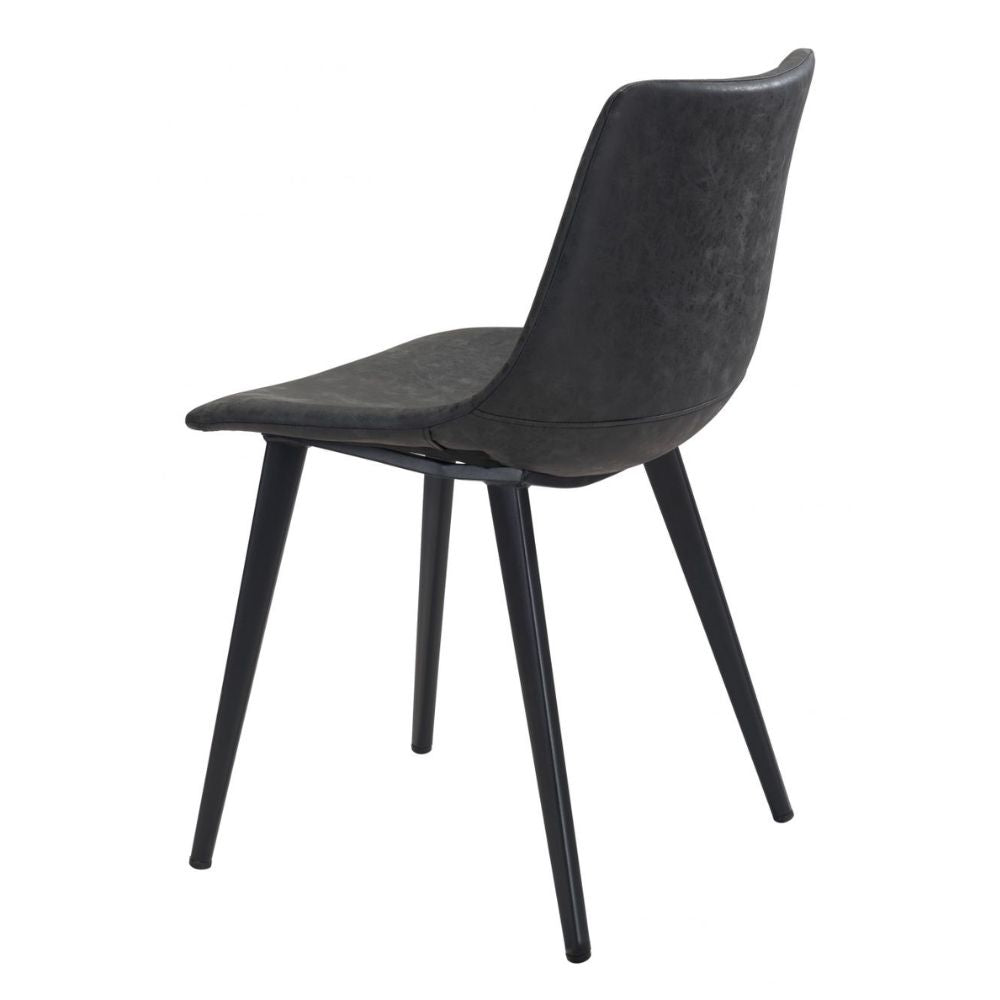CHAIR ZUO DANIEL 101948 | Dining Chair | Black Black | 100%Polyurethane | Faux Leather | Inside | Bar Restaurant Cafetería Food Court Bar Breakfast Kitchen Bistro Office Space