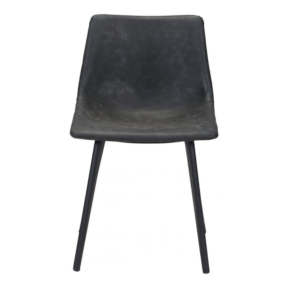 CHAIR ZUO DANIEL 101948 | Dining Chair | Black Black | 100%Polyurethane | Faux Leather | Inside | Bar Restaurant Cafetería Food Court Bar Breakfast Kitchen Bistro Office Space
