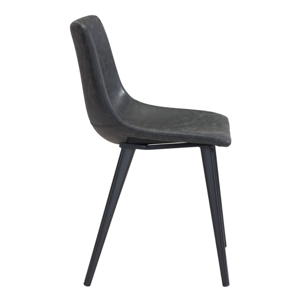 CHAIR ZUO DANIEL 101948 | Dining Chair | Black Black | 100%Polyurethane | Faux Leather | Inside | Bar Restaurant Cafetería Food Court Bar Breakfast Kitchen Bistro Office Space