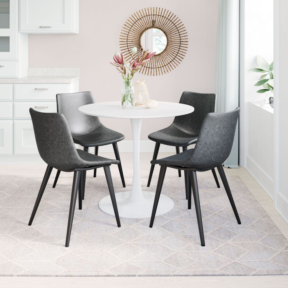 CHAIR ZUO DANIEL 101948 | Dining Chair | Black Black | 100%Polyurethane | Faux Leather | Inside | Bar Restaurant Cafetería Food Court Bar Breakfast Kitchen Bistro Office Space
