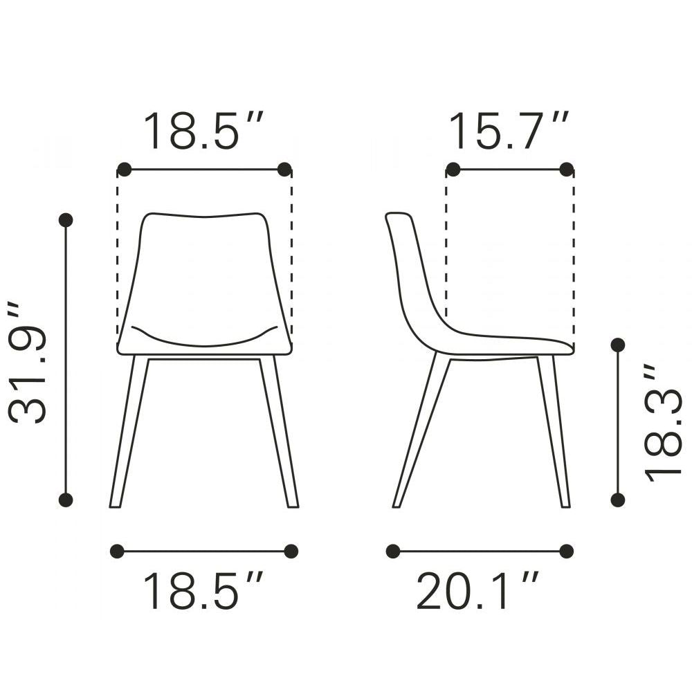 CHAIR ZUO DANIEL 101949 | Dining Chair | Gray Black | 100%Polyester | Fabric | Inside | Bar Restaurant Cafetería Food Court Bar Breakfast Kitchen Bistro Office Space