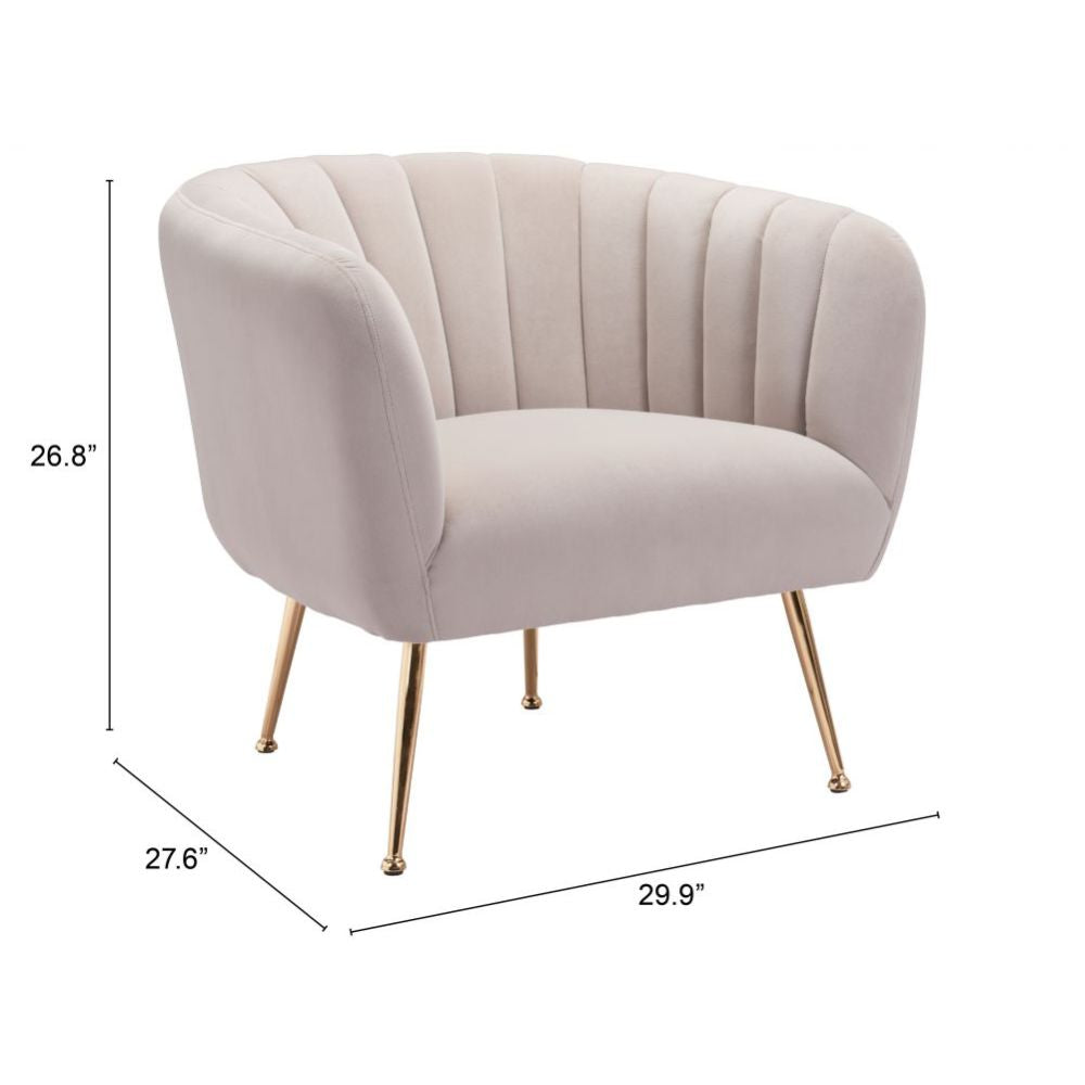 CHAIR ZUO DECO 101851 | Accent Chair | Beige Gold | 100%Polyester | Fabric Velvet | Inside | Bar Restaurant Cafetería Food Court Bar Breakfast Kitchen Bistro Office Space