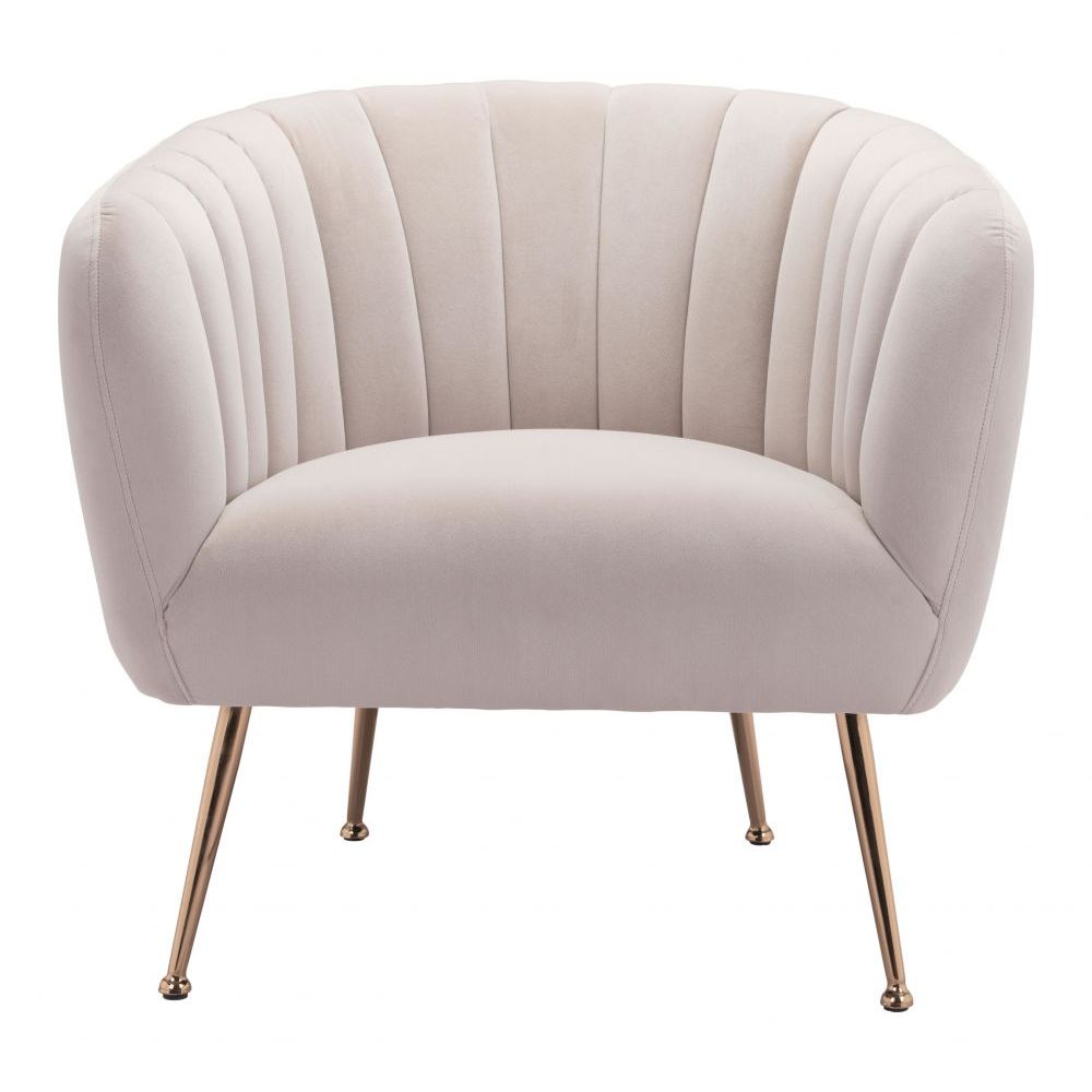 CHAIR ZUO DECO 101851 | Accent Chair | Beige Gold | 100%Polyester | Fabric Velvet | Inside | Bar Restaurant Cafetería Food Court Bar Breakfast Kitchen Bistro Office Space