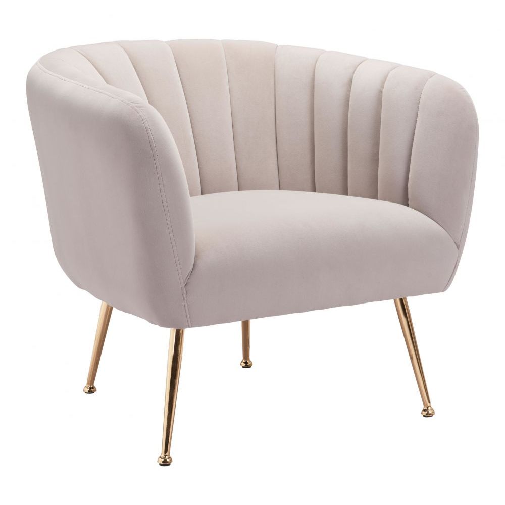 CHAIR ZUO DECO 101851 | Accent Chair | Beige Gold | 100%Polyester | Fabric Velvet | Inside | Bar Restaurant Cafetería Food Court Bar Breakfast Kitchen Bistro Office Space