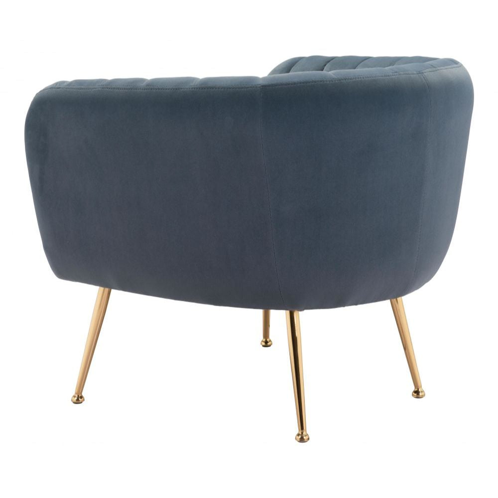 CHAIR ZUO DECO 101852 | Accent Chair | Blue Gray Gold | 100%Polyester | Fabric Velvet | Inside | Bar Restaurant Cafetería Food Court Bar Breakfast Kitchen Bistro Office Space