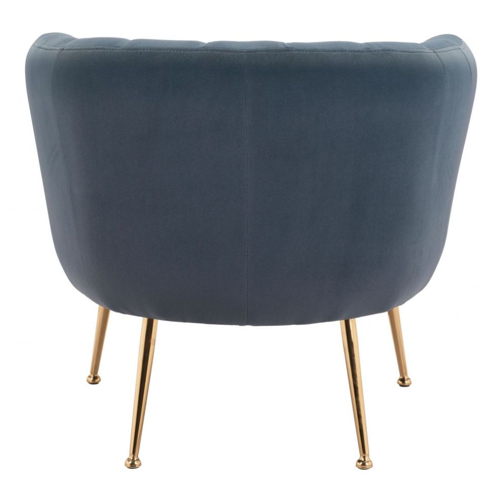 CHAIR ZUO DECO 101852 | Accent Chair | Blue Gray Gold | 100%Polyester | Fabric Velvet | Inside | Bar Restaurant Cafetería Food Court Bar Breakfast Kitchen Bistro Office Space