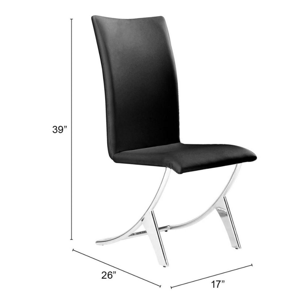 CHAIR ZUO DELFIN 102101 | Dining Chair | Black Chrome | 100% Polyurethane | Faux Leather | Inside | Use Interior Department Room Department Accommodation Studio Decoration Interiors Home Dinner Room