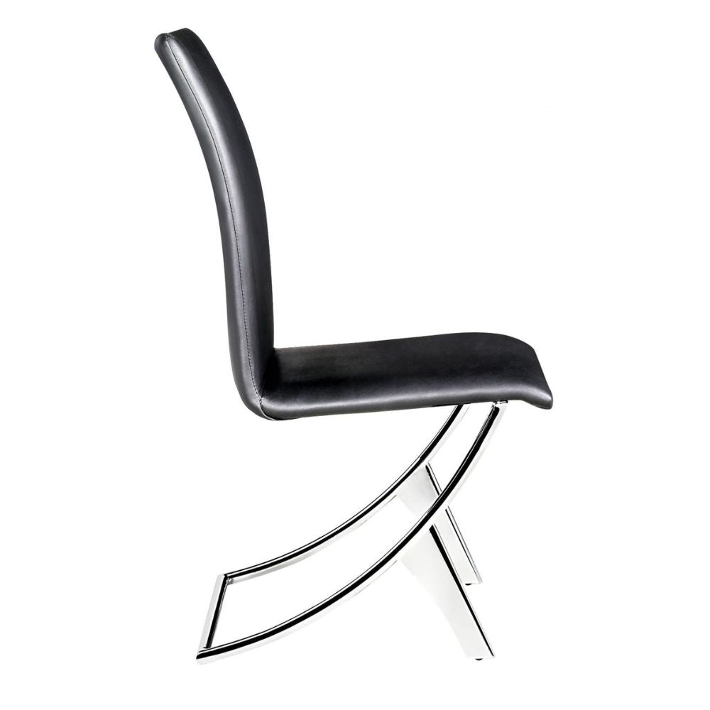 CHAIR ZUO DELFIN 102101 | Dining Chair | Black Chrome | 100% Polyurethane | Faux Leather | Inside | Use Interior Department Room Department Accommodation Studio Decoration Interiors Home Dinner Room