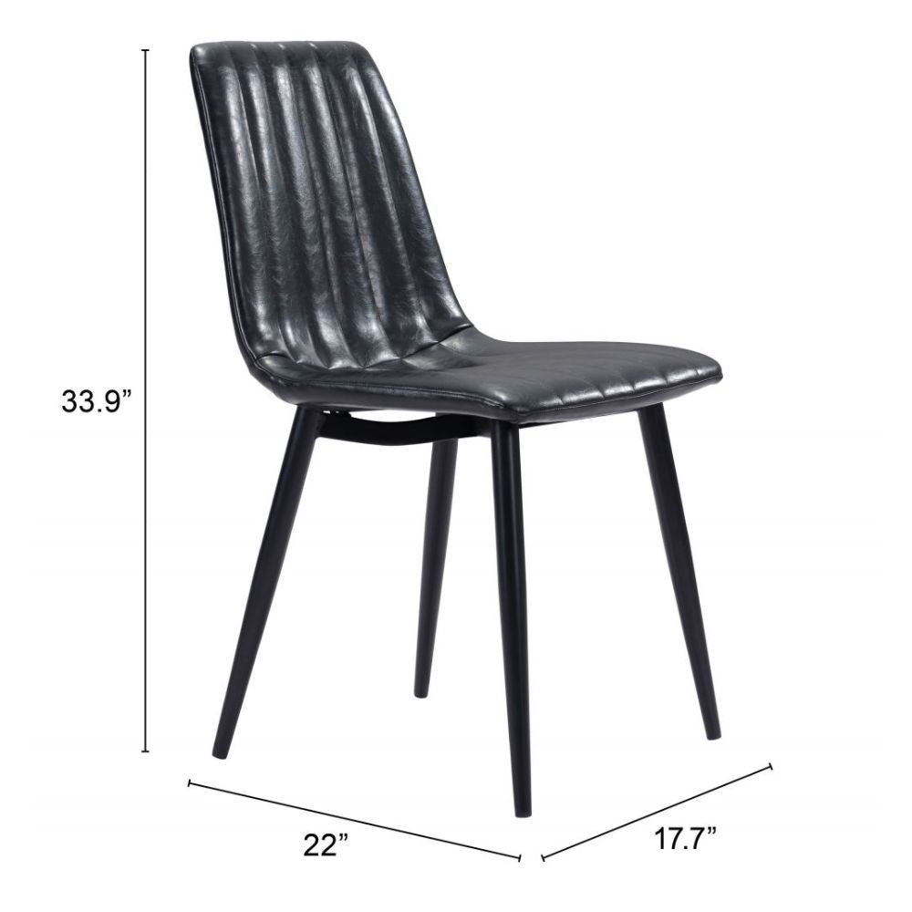 CHAIR ZUO DOLCE 101552 | Vintage Dining Chair |Black | 100% Polyurethane | Faux Leather | Inside | Use Interior Department Room Department Accommodation Studio Decoration Interiors Home Habitacion Dinner Room