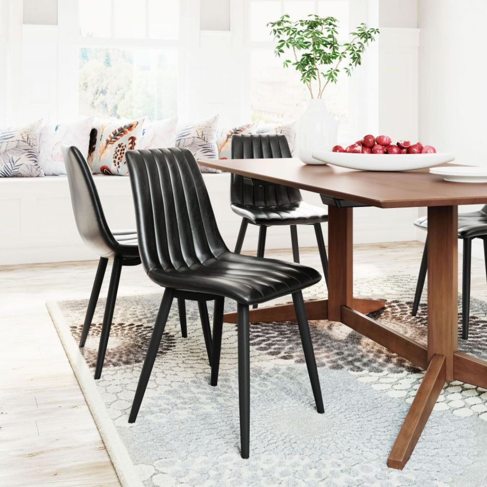 CHAIR ZUO DOLCE 101552 | Vintage Dining Chair |Black | 100% Polyurethane | Faux Leather | Inside | Use Interior Department Room Department Accommodation Studio Decoration Interiors Home Habitacion Dinner Room Set