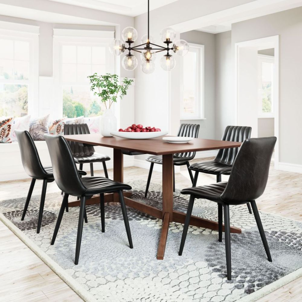 CHAIR ZUO DOLCE 101552 | Vintage Dining Chair |Black | 100% Polyurethane | Faux Leather | Inside | Use Interior Department Room Department Accommodation Studio Decoration Interiors Home Habitacion Dinner Room Set