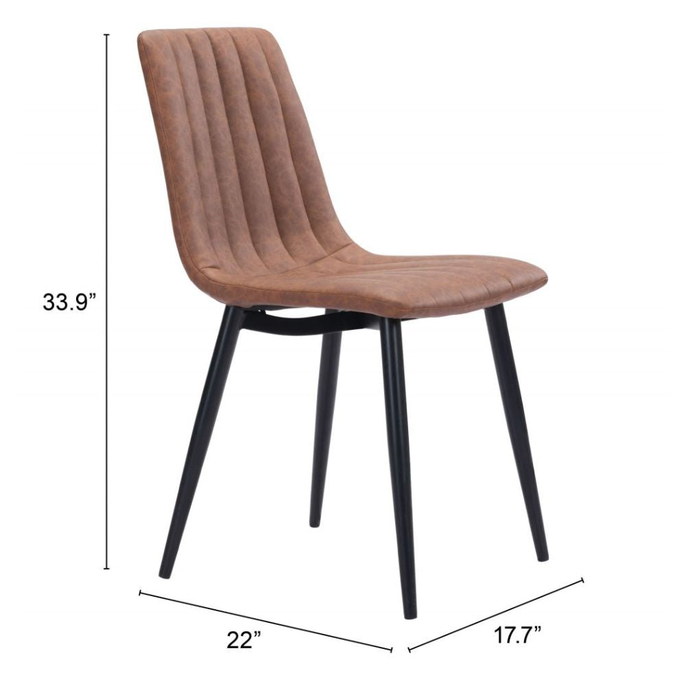 CHAIR ZUO DOLCE 101553 | Vintage Dining Chair |Brown Black | 100% Polyurethane | Faux Leather | Inside | Use Interior Department Room Department Accommodation Studio Decoration Interiors Home Habitacion Dinner Room