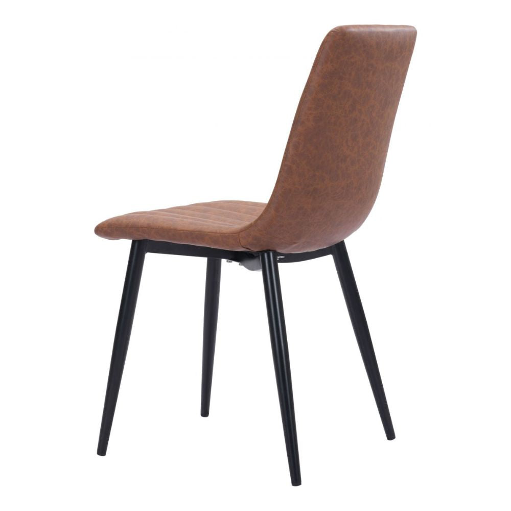CHAIR ZUO DOLCE 101553 | Vintage Dining Chair |Brown Black | 100% Polyurethane | Faux Leather | Inside | Use Interior Department Room Department Accommodation Studio Decoration Interiors Home Habitacion Dinner Room