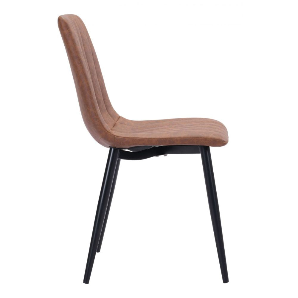 CHAIR ZUO DOLCE 101553 | Vintage Dining Chair |Brown Black | 100% Polyurethane | Faux Leather | Inside | Use Interior Department Room Department Accommodation Studio Decoration Interiors Home Habitacion Dinner Room
