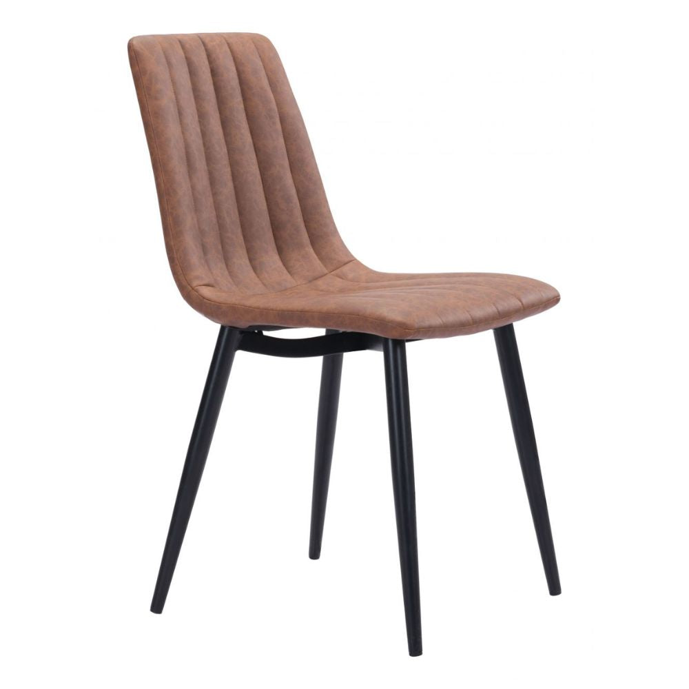 CHAIR ZUO DOLCE 101553 | Vintage Dining Chair |Brown Black | 100% Polyurethane | Faux Leather | Inside | Use Interior Department Room Department Accommodation Studio Decoration Interiors Home Habitacion Dinner Room