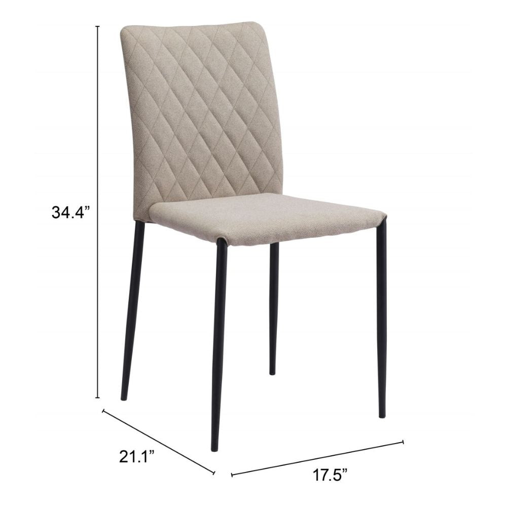 CHAIR ZUO HARVE 101900 | Dining Chair | Beige Black | 100% Polyester | Fabric | Powder Coated Steel | Inside | Use Interior Department Room Department Accommodation Studio Decoration Interiors Home Habitacion Dinner Room