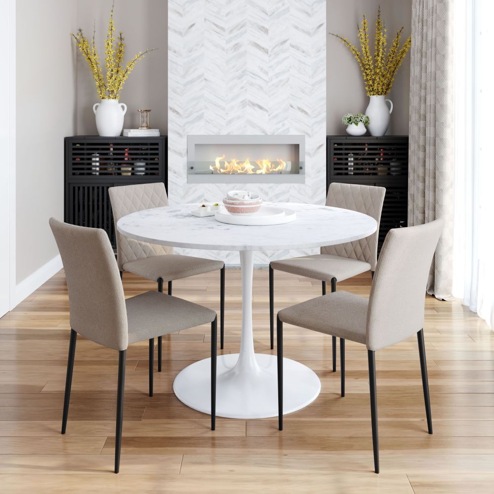 CHAIR ZUO HARVE 101900 | Dining Chair | Beige Black | 100% Polyester | Fabric | Powder Coated Steel | Inside | Use Interior Department Room Department Accommodation Studio Decoration Interiors Home Habitacion Dinner Room Set
