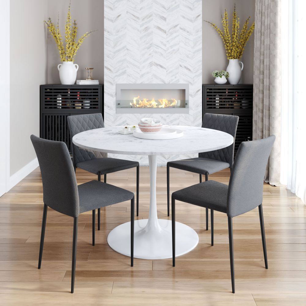 CHAIR ZUO HARVE 101901 | Dining Chair | Gray Black | 100% Polyurethane | Faux Leather | Powder Coated Steel | Inside | Use Interior Department Room Department Accommodation Studio Decoration Interiors Home Habitacion Dinner Room Set
