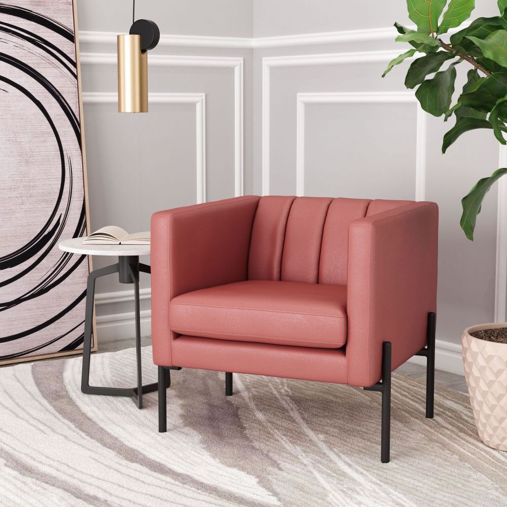 CHAIR ZUO JULIAN 101855 | Accent Chair | Brown Black | 100% Polyurethane | Faux Leather | Interior | Armchair Sofa Recliner Armchair Divan Upholstered Seat Living Room Home Home Waiting Room Office Living Room Set