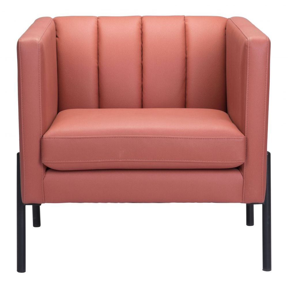 CHAIR ZUO JULIAN 101855 | Accent Chair | Brown Black | 100% Polyurethane | Faux Leather | Interior | Armchair Sofa Recliner Armchair Divan Upholstered Seat Living Room Home Home Waiting Room Office Living Room