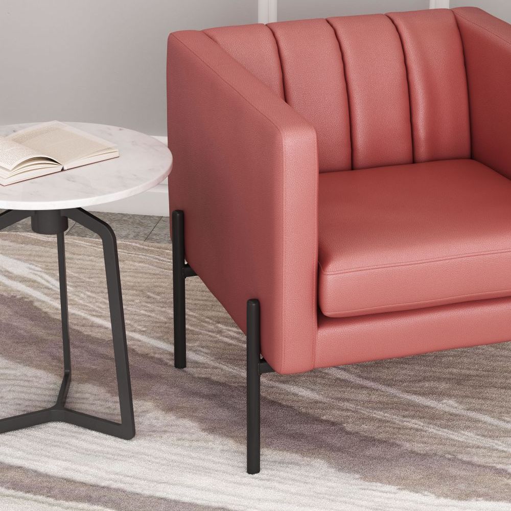CHAIR ZUO JULIAN 101855 | Accent Chair | Brown Black | 100% Polyurethane | Faux Leather | Interior | Armchair Sofa Recliner Armchair Divan Upholstered Seat Living Room Home Home Waiting Room Office Living Room Set