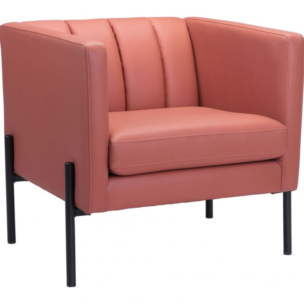 CHAIR ZUO JULIAN 101855 | Accent Chair | Brown Black | 100% Polyurethane | Faux Leather | Interior | Armchair Sofa Recliner Armchair Divan Upholstered Seat Living Room Home Home Waiting Room Office Living Room