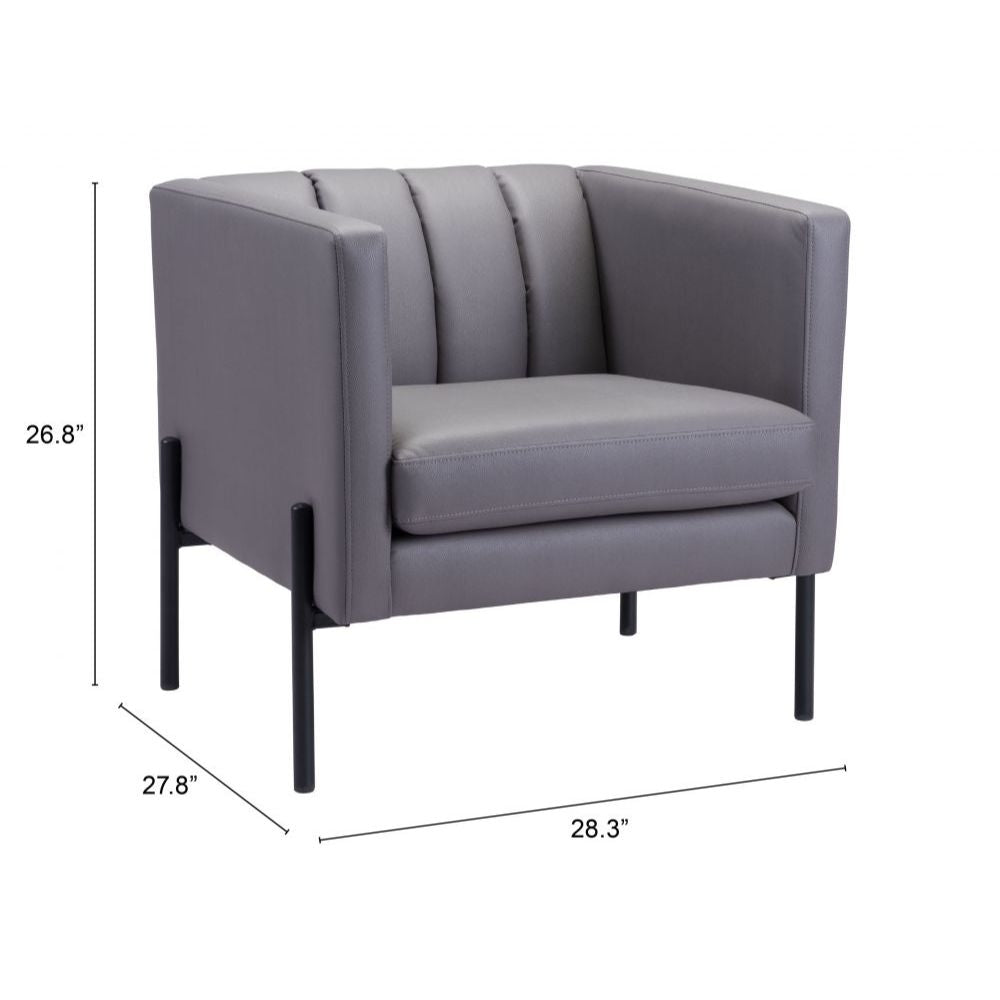 CHAIR ZUO JULIAN 101856 | Accent Chair | Gray Black | 100% Polyurethane | Faux Leather | Interior | Armchair Sofa Recliner Armchair Divan Upholstered Seat Living Room Home Home Waiting Room Office Living Room