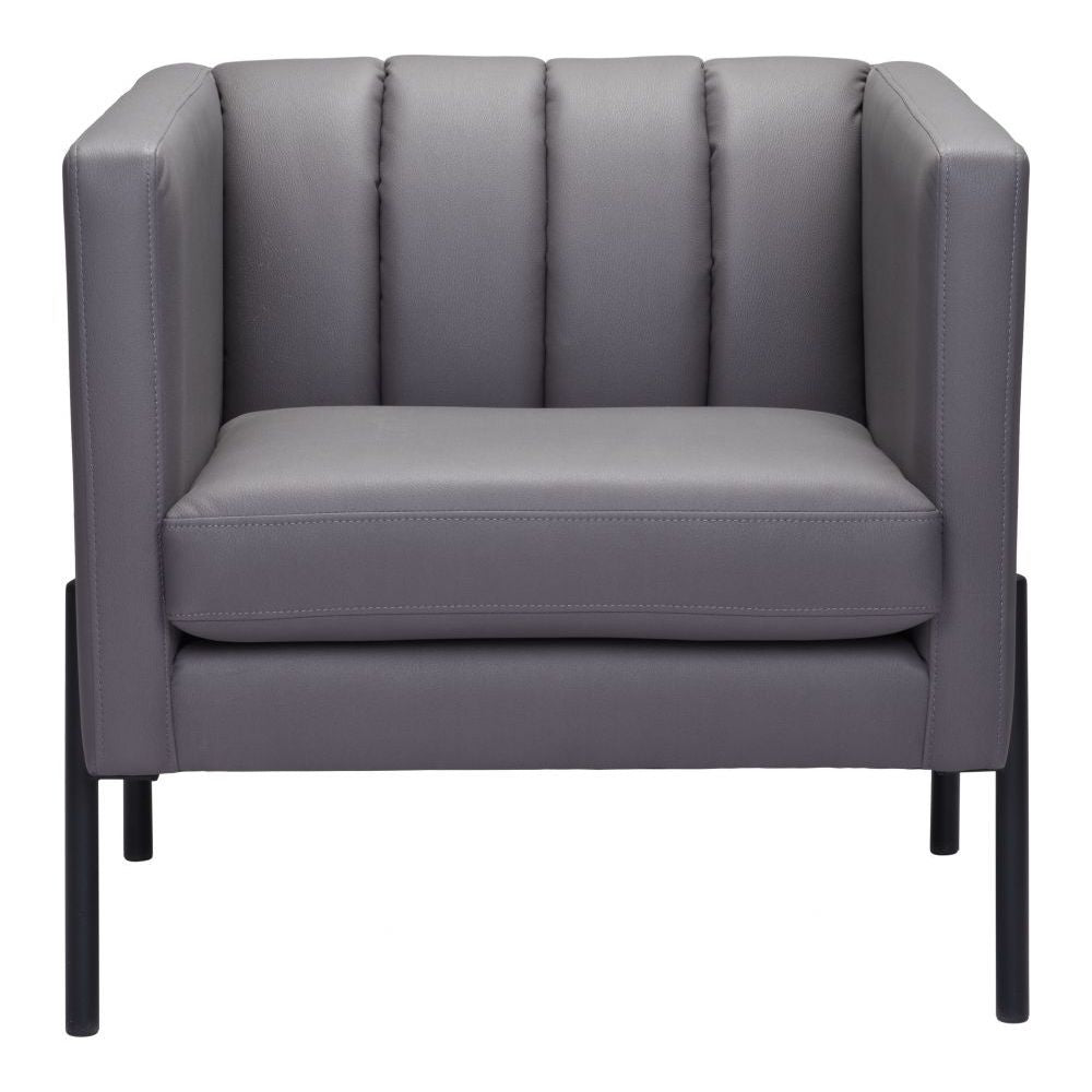 CHAIR ZUO JULIAN 101856 | Accent Chair | Gray Black | 100% Polyurethane | Faux Leather | Interior | Armchair Sofa Recliner Armchair Divan Upholstered Seat Living Room Home Home Waiting Room Office Living Room
