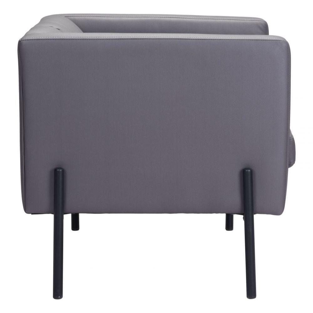 CHAIR ZUO JULIAN 101856 | Accent Chair | Gray Black | 100% Polyurethane | Faux Leather | Interior | Armchair Sofa Recliner Armchair Divan Upholstered Seat Living Room Home Home Waiting Room Office Living Room
