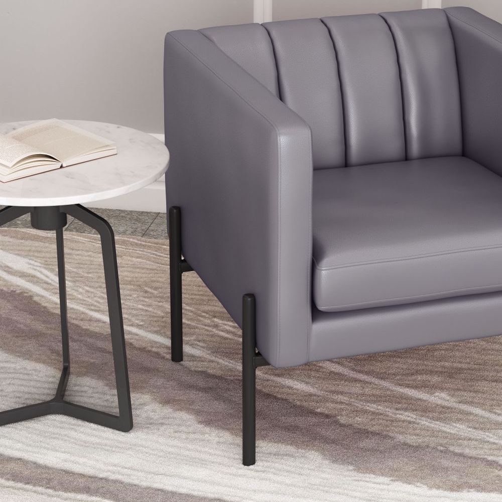 CHAIR ZUO JULIAN 101856 | Accent Chair | Gray Black | 100% Polyurethane | Faux Leather | Interior | Armchair Sofa Recliner Armchair Divan Upholstered Seat Living Room Home Home Waiting Room Office Living Room Set