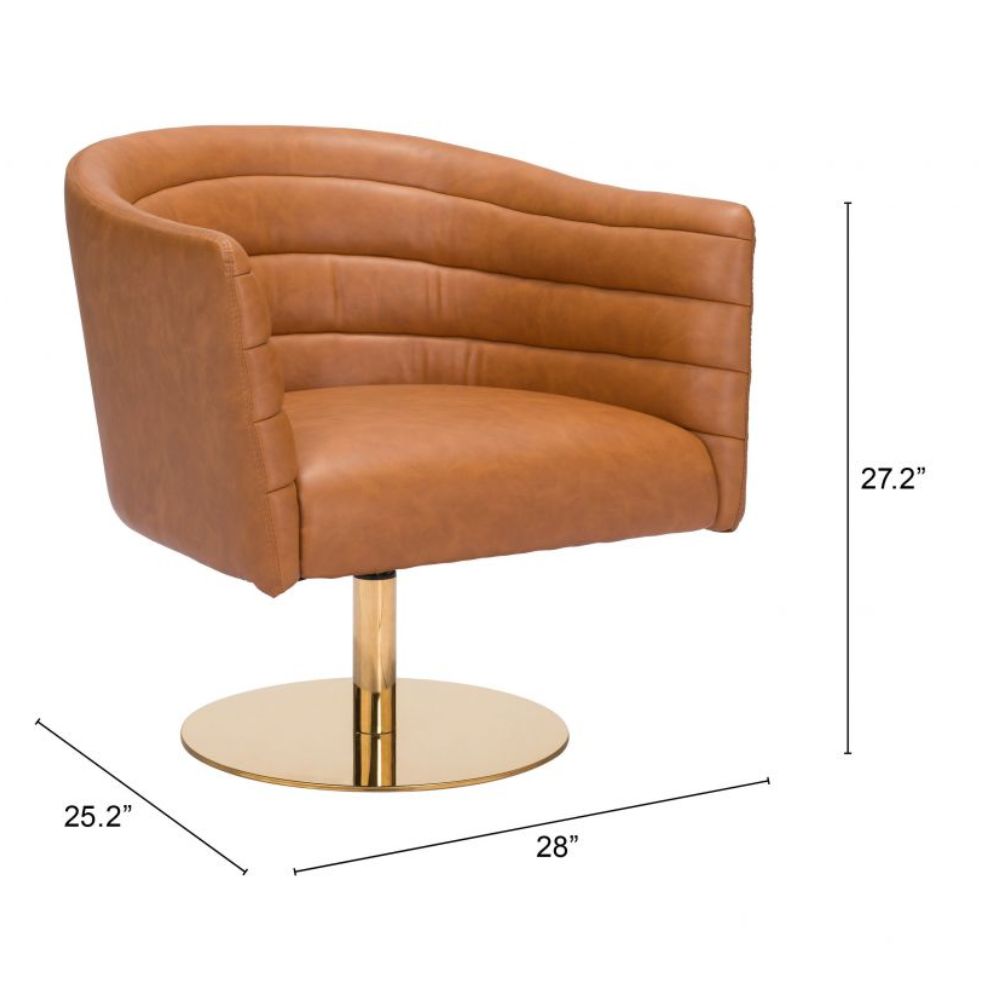 CHAIR ZUO JUSTIN 102047 | Bedroom Living Room Chair | Brown Gold | Faux Leather | Inside | Armchair Sofa Recliner Armchair Divan Upholstered Seat Living Room Home Home Waiting Room Office Living Room