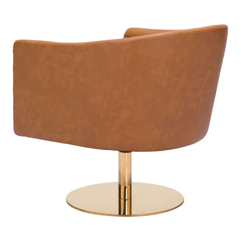 CHAIR ZUO JUSTIN 102047 | Bedroom Living Room Chair | Brown Gold | Faux Leather | Inside | Armchair Sofa Recliner Armchair Divan Upholstered Seat Living Room Home Home Waiting Room Office Living Room