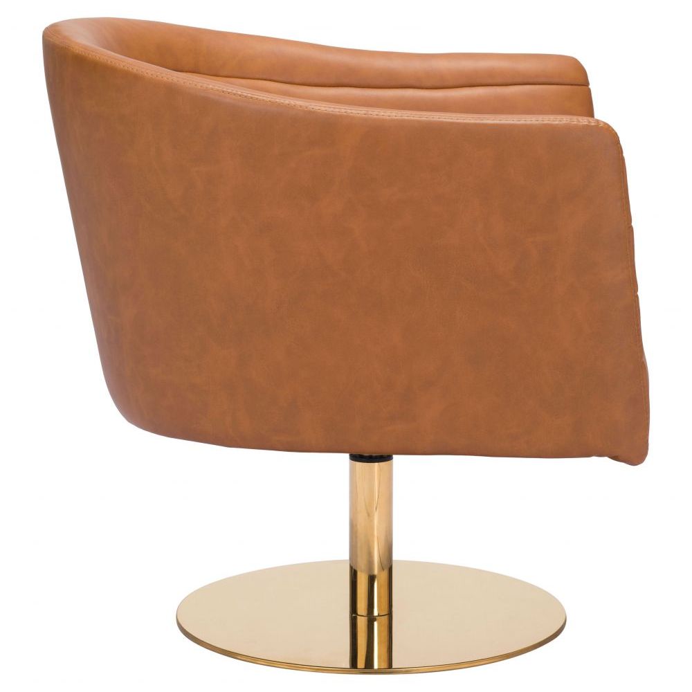CHAIR ZUO JUSTIN 102047 | Bedroom Living Room Chair | Brown Gold | Faux Leather | Inside | Armchair Sofa Recliner Armchair Divan Upholstered Seat Living Room Home Home Waiting Room Office Living Room