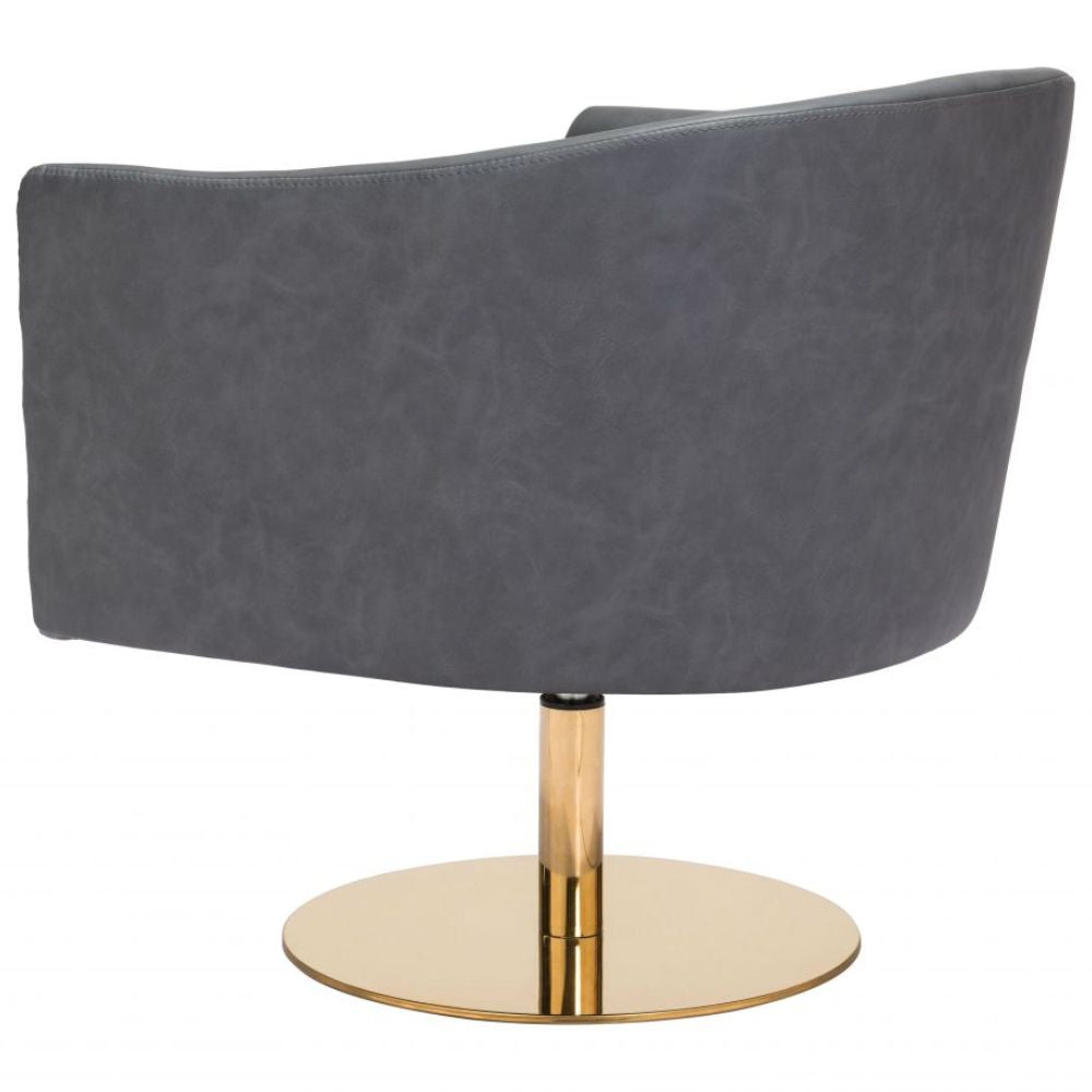 CHAIR ZUO JUSTIN 102048 | Bedroom Living Room Chair | Gray Gold | Faux Leather | Inside | Armchair Sofa Recliner Armchair Divan Upholstered Seat Living Room Home Home Waiting Room Office Living Room