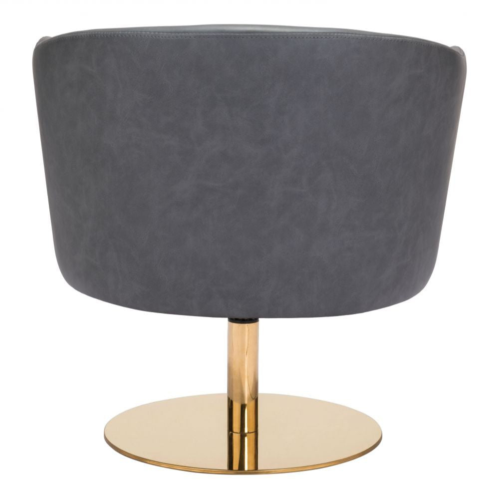 CHAIR ZUO JUSTIN 102048 | Bedroom Living Room Chair | Gray Gold | Faux Leather | Inside | Armchair Sofa Recliner Armchair Divan Upholstered Seat Living Room Home Home Waiting Room Office Living Room