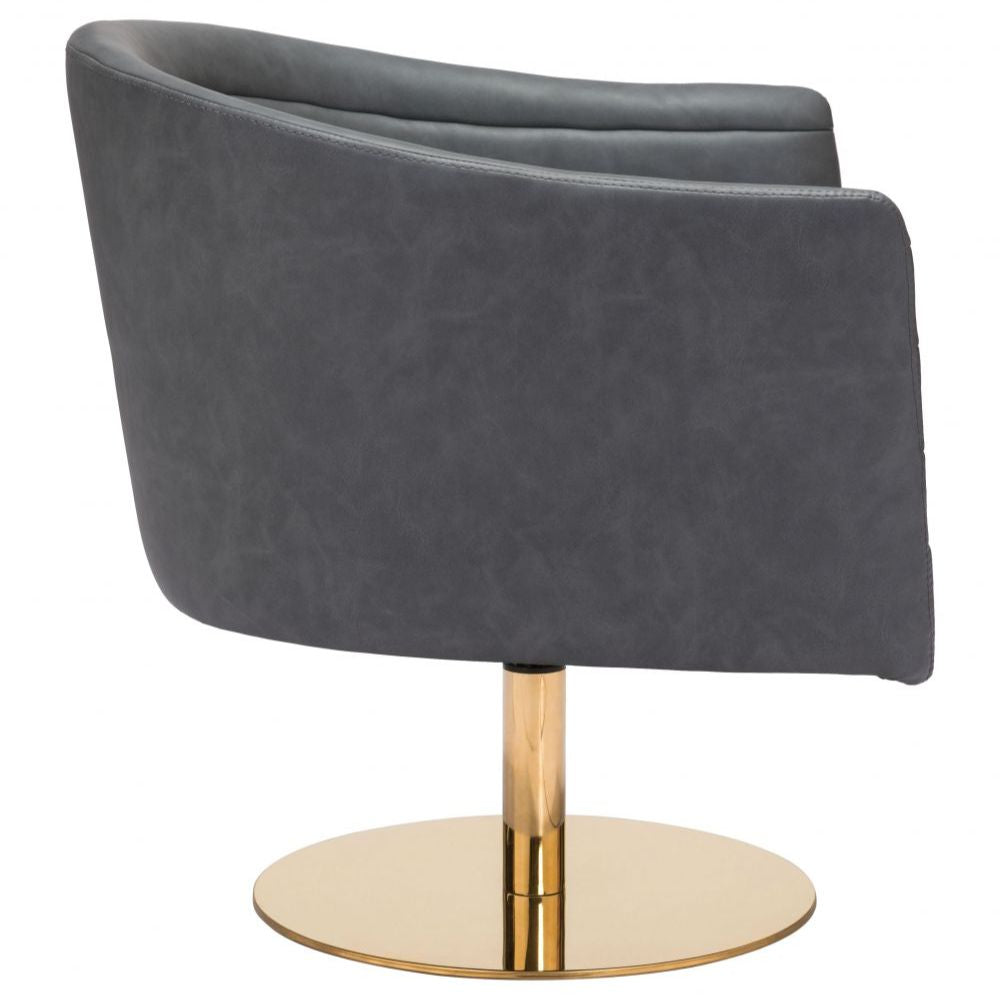 CHAIR ZUO JUSTIN 102048 | Bedroom Living Room Chair | Gray Gold | Faux Leather | Inside | Armchair Sofa Recliner Armchair Divan Upholstered Seat Living Room Home Home Waiting Room Office Living Room