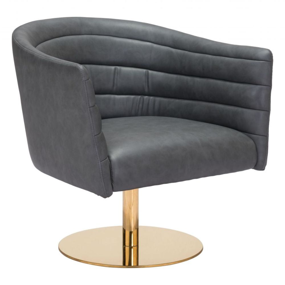 CHAIR ZUO JUSTIN 102048 | Bedroom Living Room Chair | Gray Gold | Faux Leather | Inside | Armchair Sofa Recliner Armchair Divan Upholstered Seat Living Room Home Home Waiting Room Office Living Room