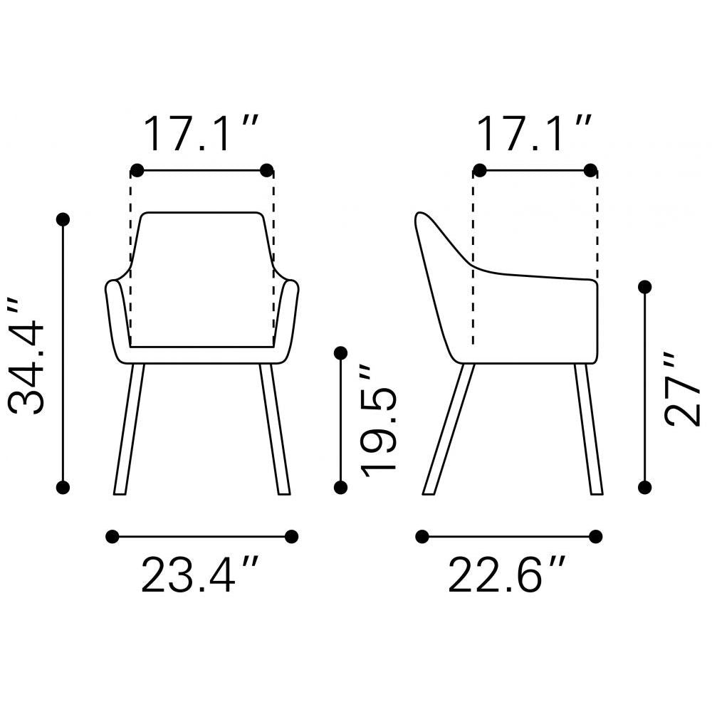 CHAIR ZUO LOIRET 101903 | Dining Chair | Brown Yellow Black | 100% Polyurethane | Faux Leather | Powder Coated Steel | Inside | Use Interior Department Room Department Accommodation Studio Decoration Interiors Home Habitacion Dinner Room