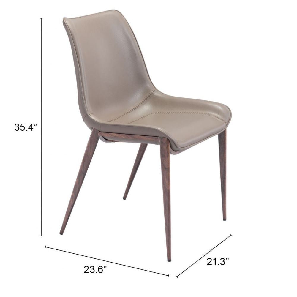 CHAIR ZUO MAGNUS 101272 | Dining Chair | Brown & Walnut | 100% Polyurethane | Faux Leather | Inside | Use Interior Department Room Department Accommodation Studio Decoration Interiors Home Habitacion Dinner Room