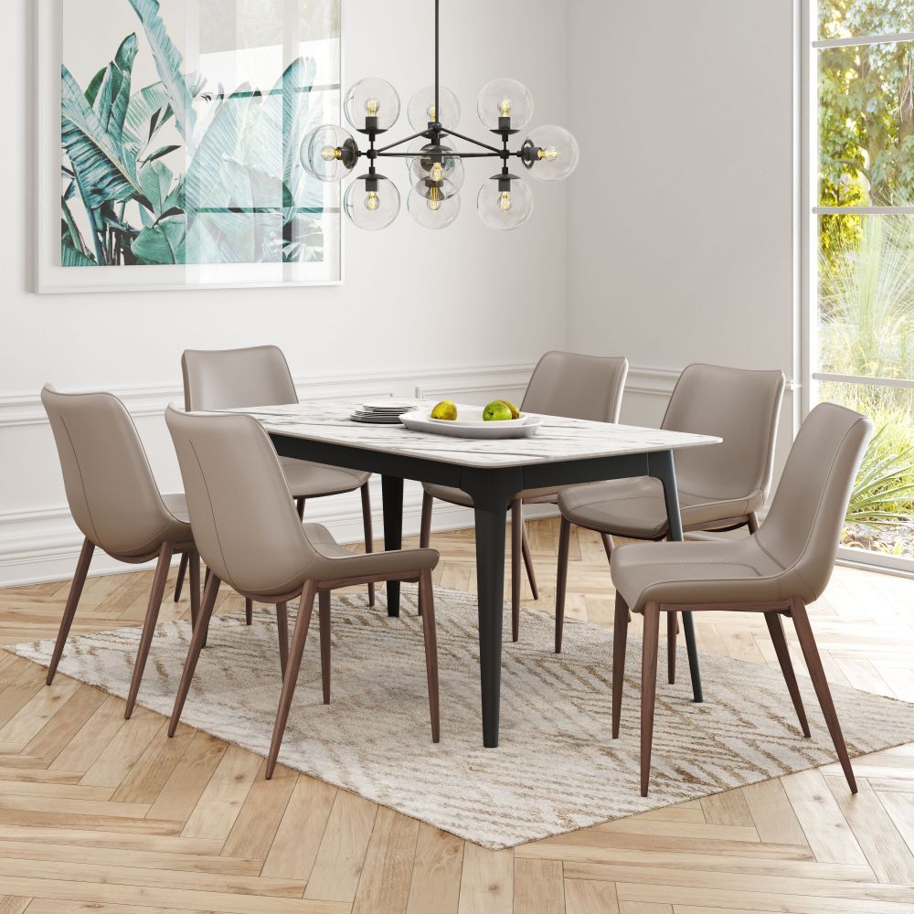 CHAIR ZUO MAGNUS 101272 | Dining Chair | Brown & Walnut | 100% Polyurethane | Faux Leather | Inside | Use Interior Department Room Department Accommodation Studio Decoration Interiors Home Habitacion Dinner Room Set