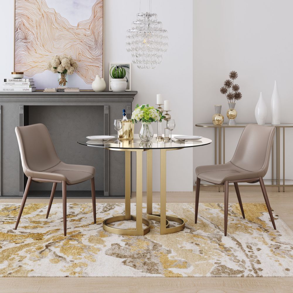 CHAIR ZUO MAGNUS 101272 | Dining Chair | Brown & Walnut | 100% Polyurethane | Faux Leather | Inside | Use Interior Department Room Department Accommodation Studio Decoration Interiors Home Habitacion Dinner Room Set
