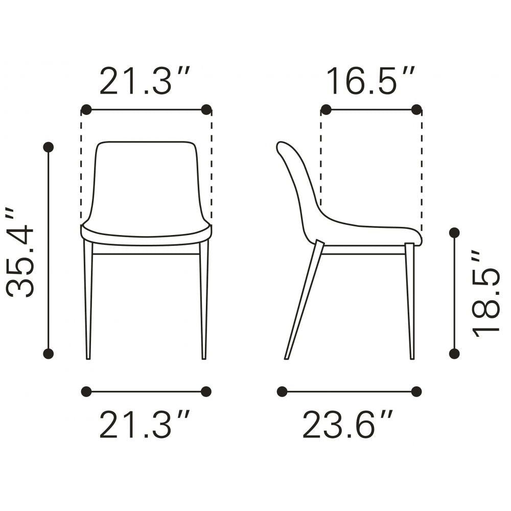 CHAIR ZUO MAGNUS 101273 | Dining Chair | Walnut | White | 100% Polyurethane | Faux Leather | Inside | Use Interior Department Room Department Accommodation Studio Decoration Interiors Home Habitacion Dinner Room