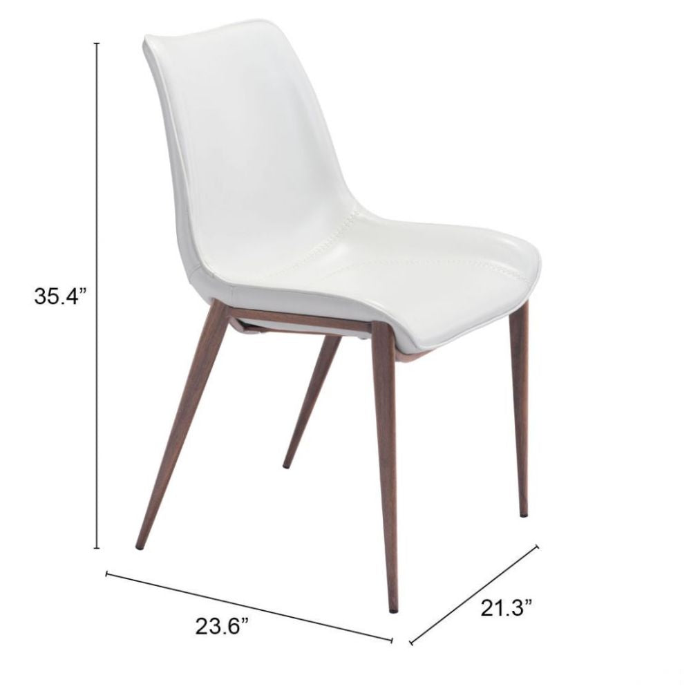CHAIR ZUO MAGNUS 101273 | Dining Chair | Walnut | White | 100% Polyurethane | Faux Leather | Inside | Use Interior Department Room Department Accommodation Studio Decoration Interiors Home Habitacion Dinner Room
