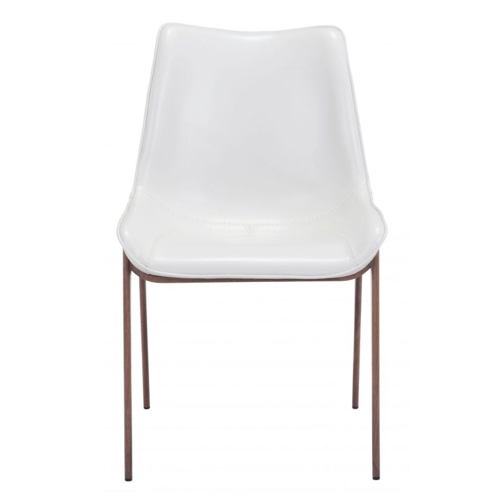 CHAIR ZUO MAGNUS 101273 | Dining Chair | Walnut | White | 100% Polyurethane | Faux Leather | Inside | Use Interior Department Room Department Accommodation Studio Decoration Interiors Home Habitacion Dinner Room