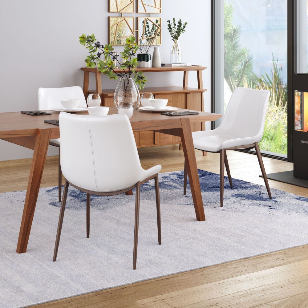 CHAIR ZUO MAGNUS 101273 | Dining Chair | Walnut | White | 100% Polyurethane | Faux Leather | Inside | Use Interior Department Room Department Accommodation Studio Decoration Interiors Home Habitacion Dinner Room Set