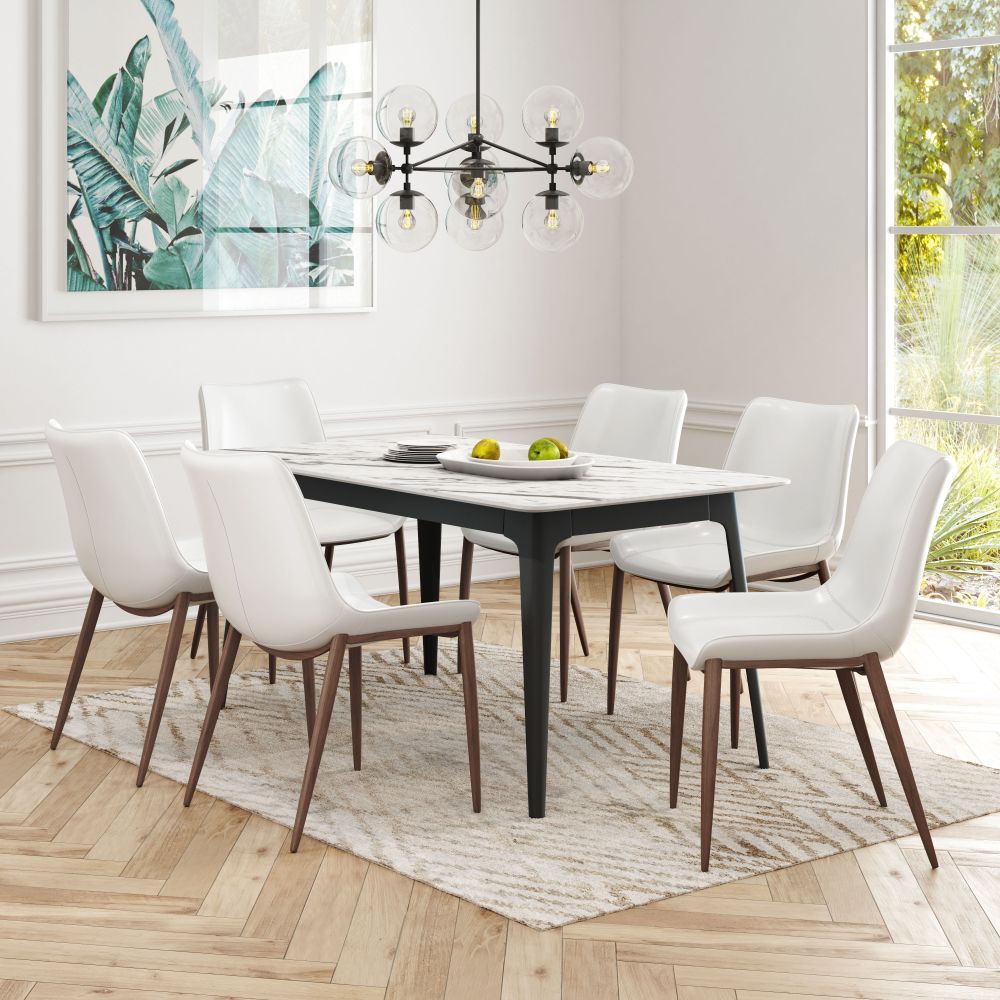 CHAIR ZUO MAGNUS 101273 | Dining Chair | Walnut | White | 100% Polyurethane | Faux Leather | Inside | Use Interior Department Room Department Accommodation Studio Decoration Interiors Home Habitacion Dinner Room Set