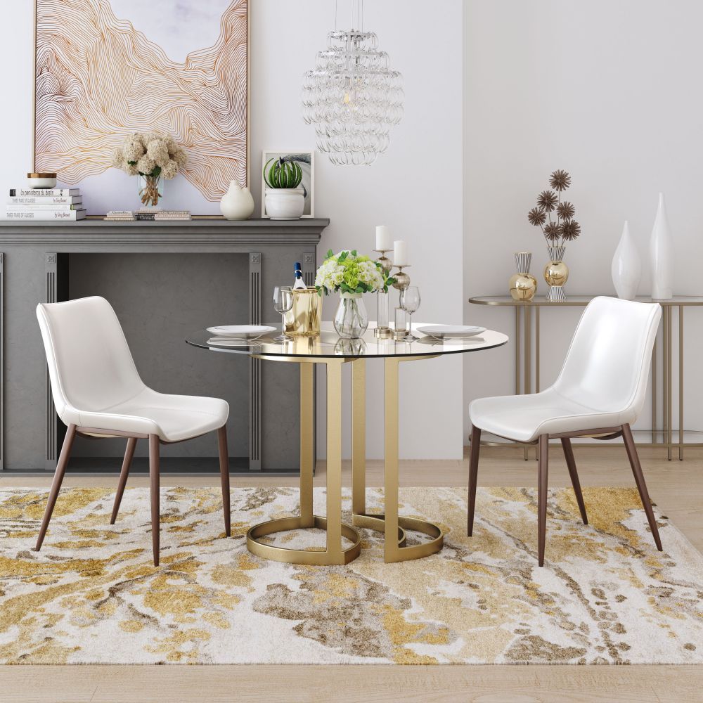 CHAIR ZUO MAGNUS 101273 | Dining Chair | Walnut | White | 100% Polyurethane | Faux Leather | Inside | Use Interior Department Room Department Accommodation Studio Decoration Interiors Home Habitacion Dinner Room Set