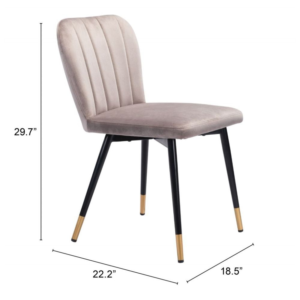 CHAIR ZUO MANCHESTER 101710 | Dining Chair | Gray Black Gold | 100% Polyester | Fabric Velvet | Inside | Use Interior Department Room Department Accommodation Studio Decoration Interiors Home Habitacion Dinner Room