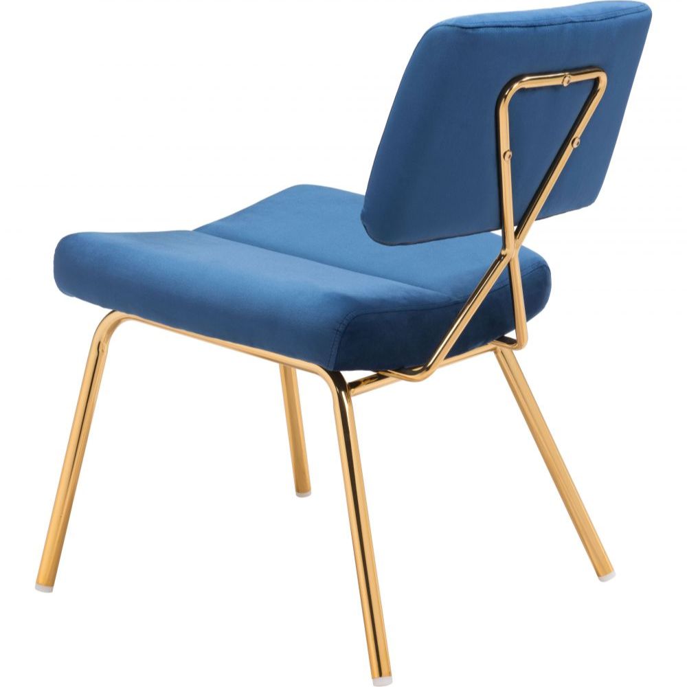 CHAIR ZUO NICOLE 101965 | Dining Chair | Gold Blue | 100% Polyester | Fabric Velvet | Inside | Use Interior Department Room Department Accommodation Studio Decoration Interiors Home Dinner Room