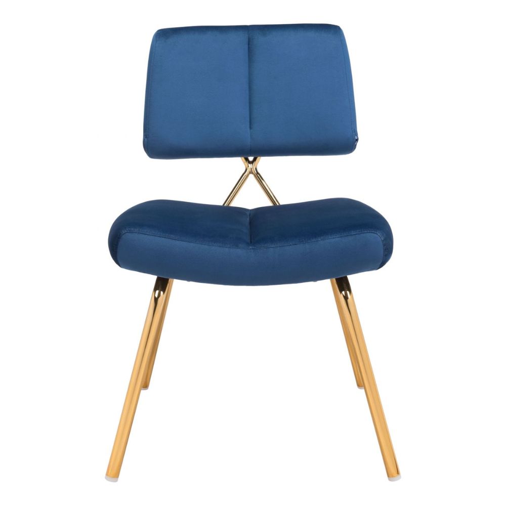 CHAIR ZUO NICOLE 101965 | Dining Chair | Gold Blue | 100% Polyester | Fabric Velvet | Inside | Use Interior Department Room Department Accommodation Studio Decoration Interiors Home Dinner Room
